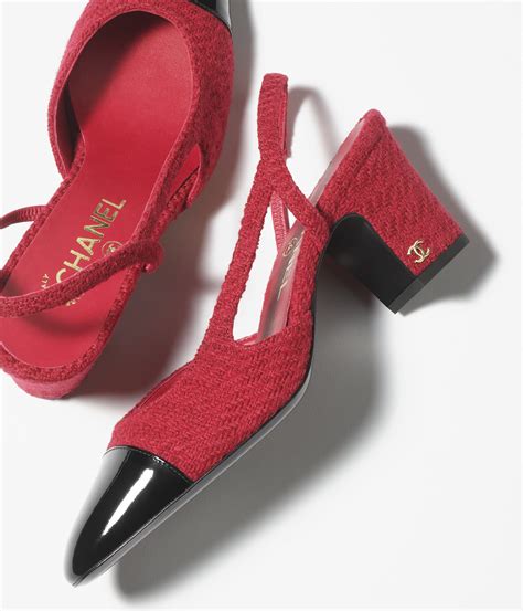 decollete slingback chanel|Wool tweed & patent calfskin, red & black — Fashion .